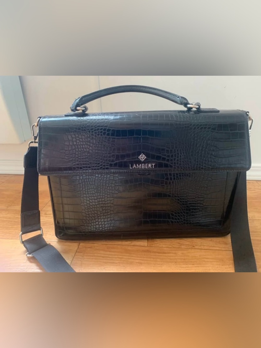 Lambert Croc-Embossed Laptop Case